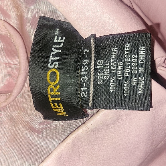 MetroStyle Baby Pink Leather Jacket Size 16 - Picture 4 of 7
